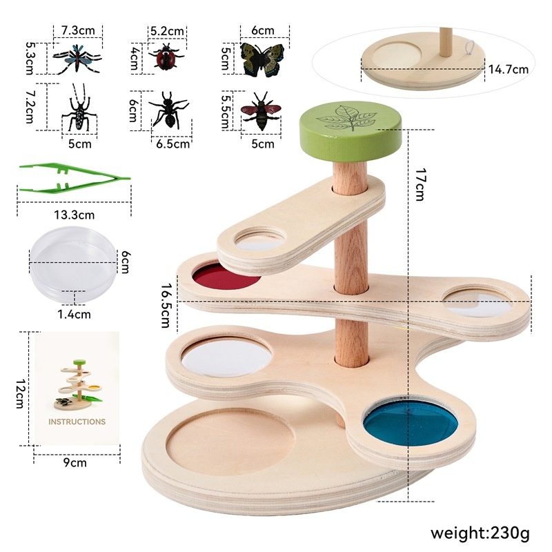 Wooden Adjustable Insect Observation Magnifier Early Education Puzzle Toy — foto 4