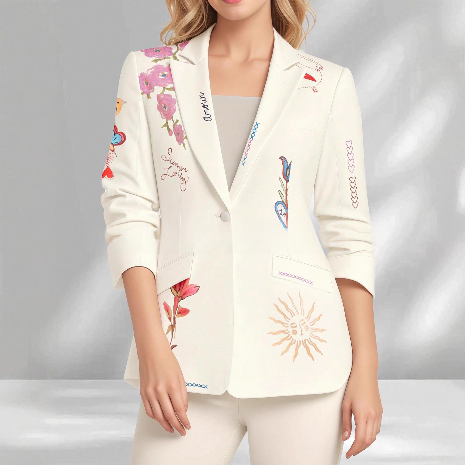 New Stylish Womens Tailored Blazer With A Lapel Western-style Long Sleeves