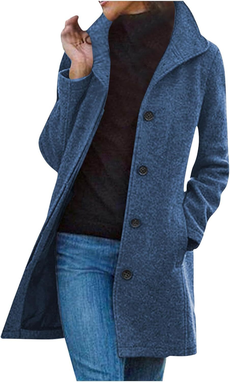 Winter Single-breasted Lapel Coat Fashion Commuter Slim Mid-length Jacket Women's Clothing — image 8 of 10