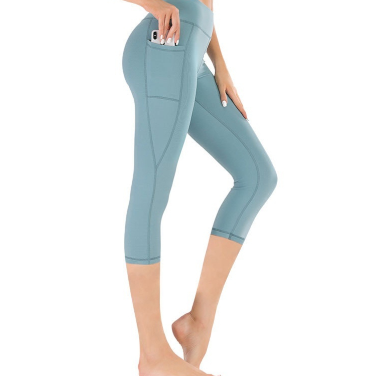 Womens High-Waisted Quick-Drying Nylon Cropped Pants With Pockets