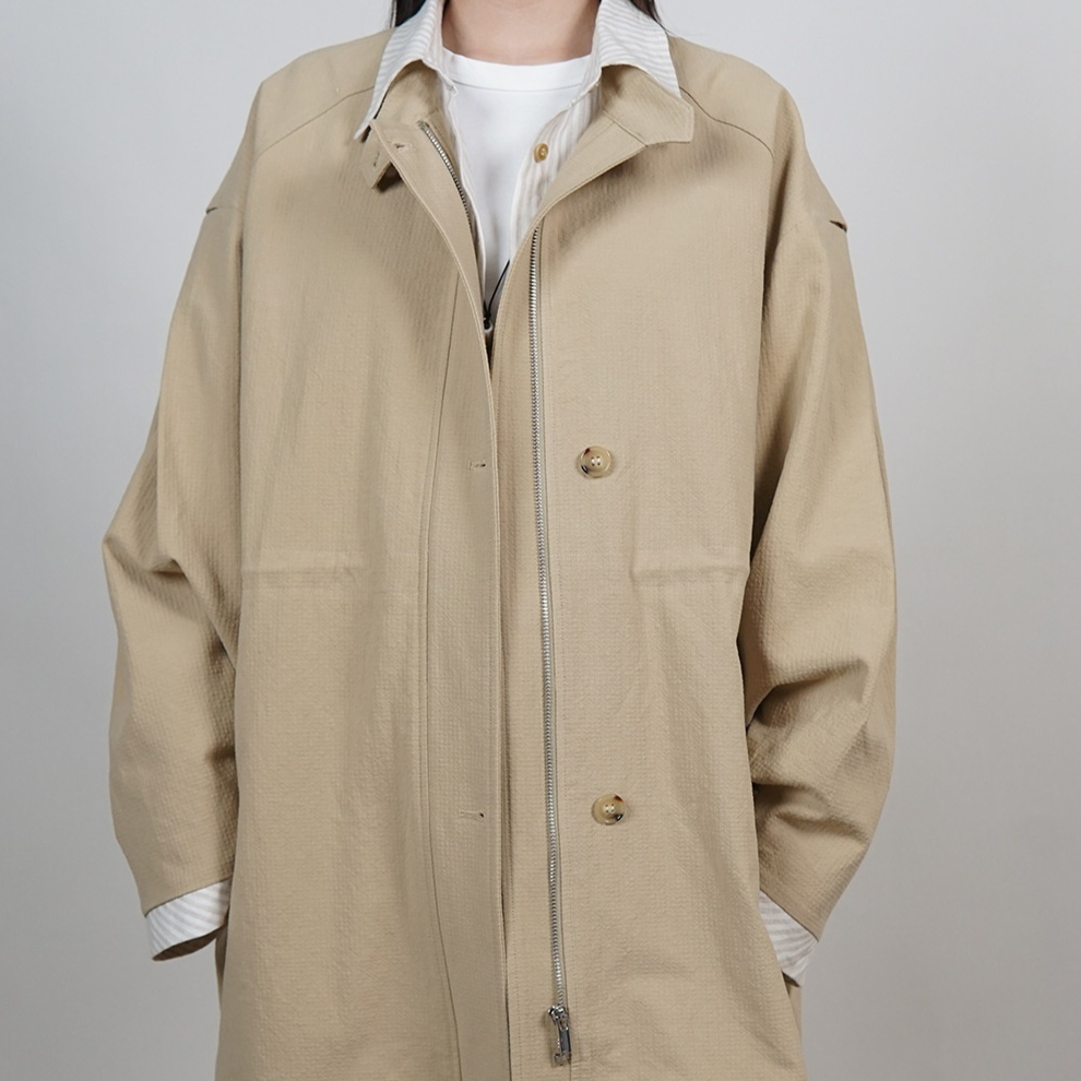 Linen-cotton Faux Two-piece Color-block Jacket