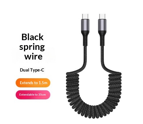 Spring Retractable Storage Mobile Phone Charging Cable