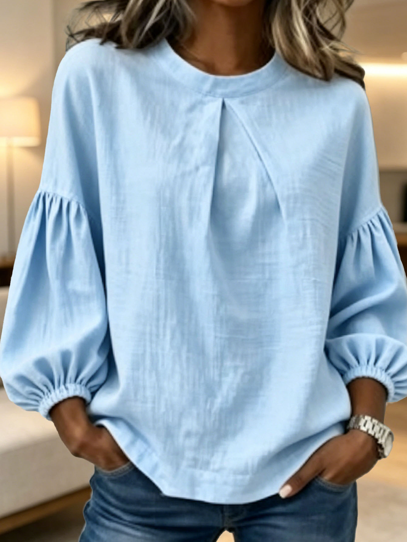 Long-sleeved European-style Round-neck Shirt For Men