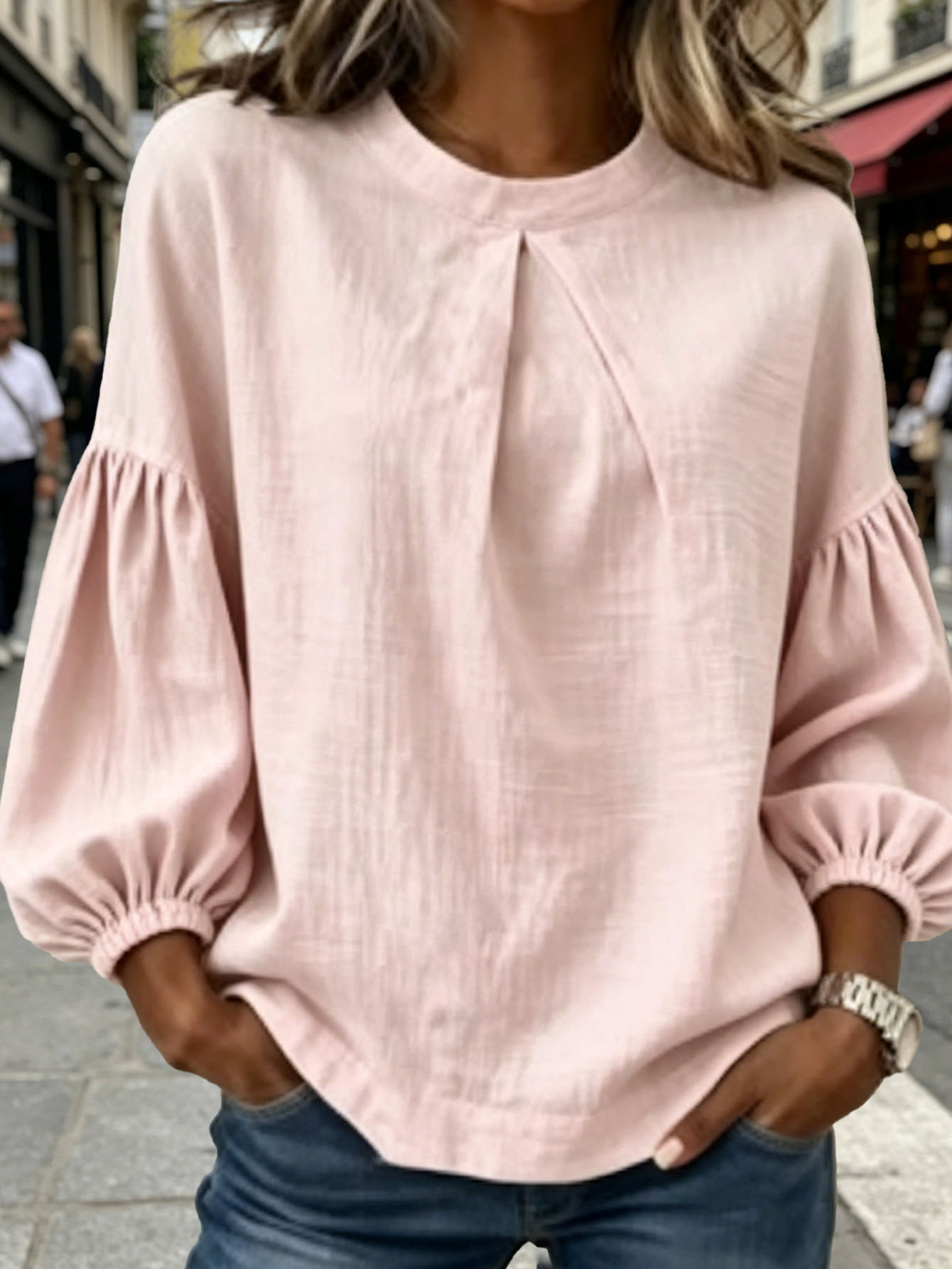 Long-sleeved European-style Round-neck Shirt For Men