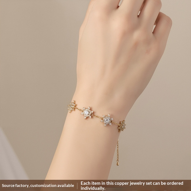 Light-luxur High-end Micro-pave Zircon Snowflake Bracelet