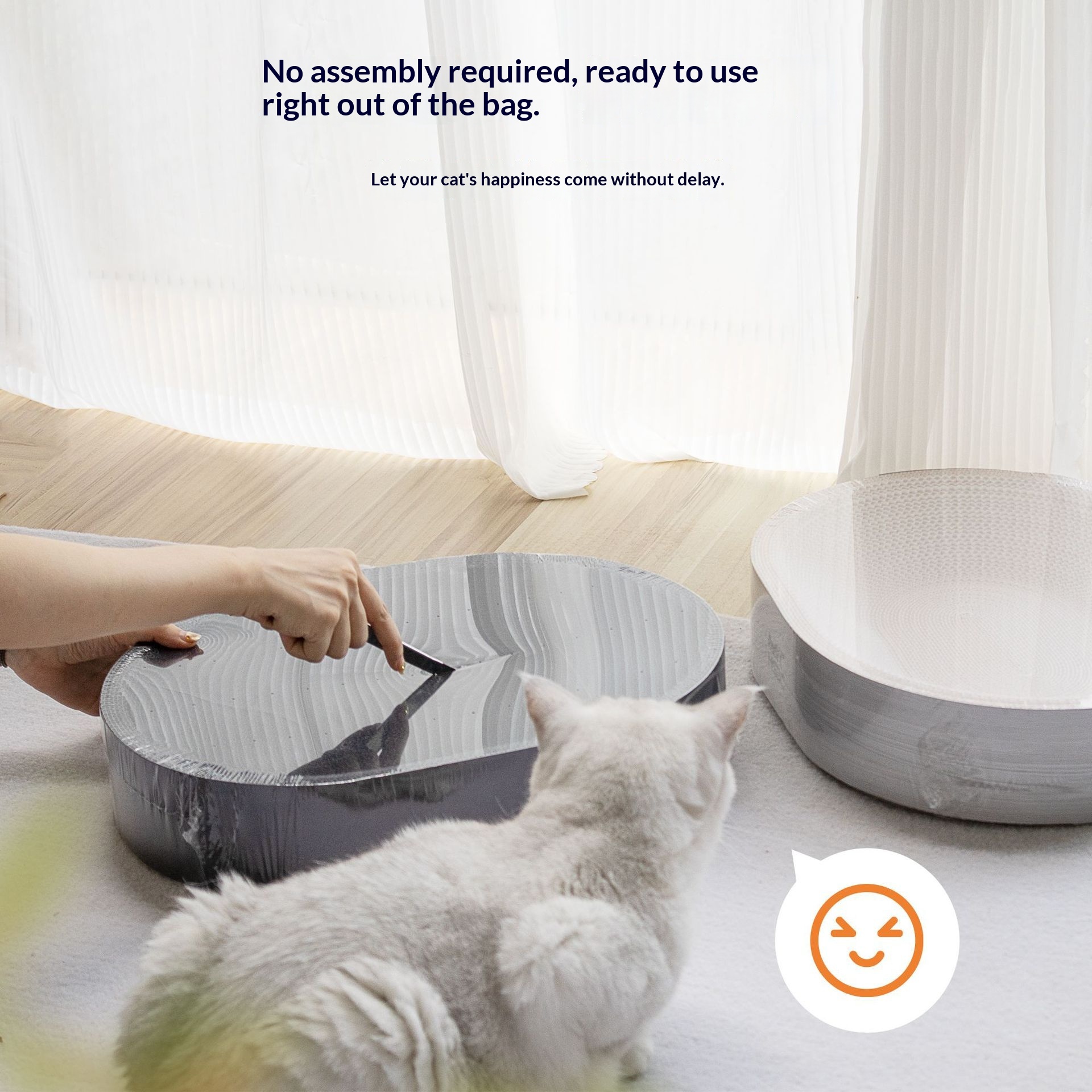 Household White Corrugated Cardboard Cat Bed thumbnail 2