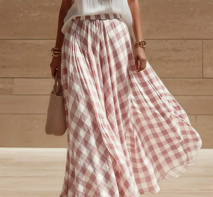 Versatile Retro Plaid Beach Skirt