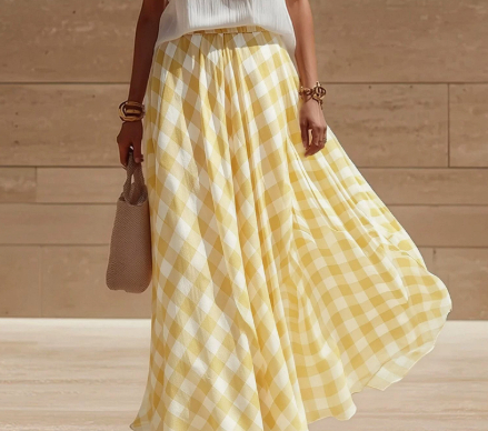 Versatile Retro Plaid Beach Skirt