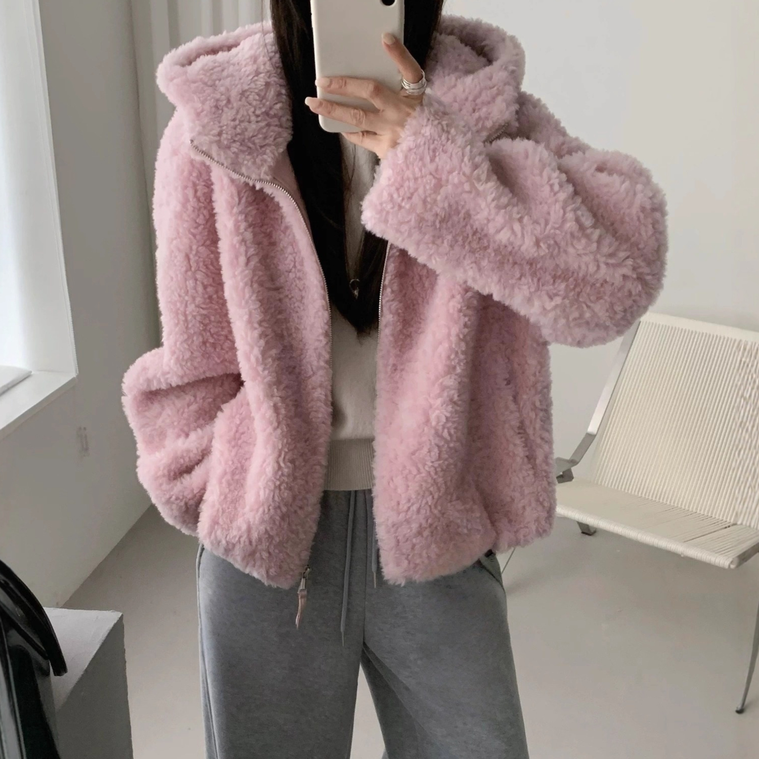 Women's Sheepskin Fur Coat - Warm Winter Long Jacket with Soft Leather Exterior and Plush Lining