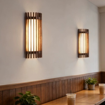 Aesthetic Retro Solid Wood Wall Lamp High-end Living Room