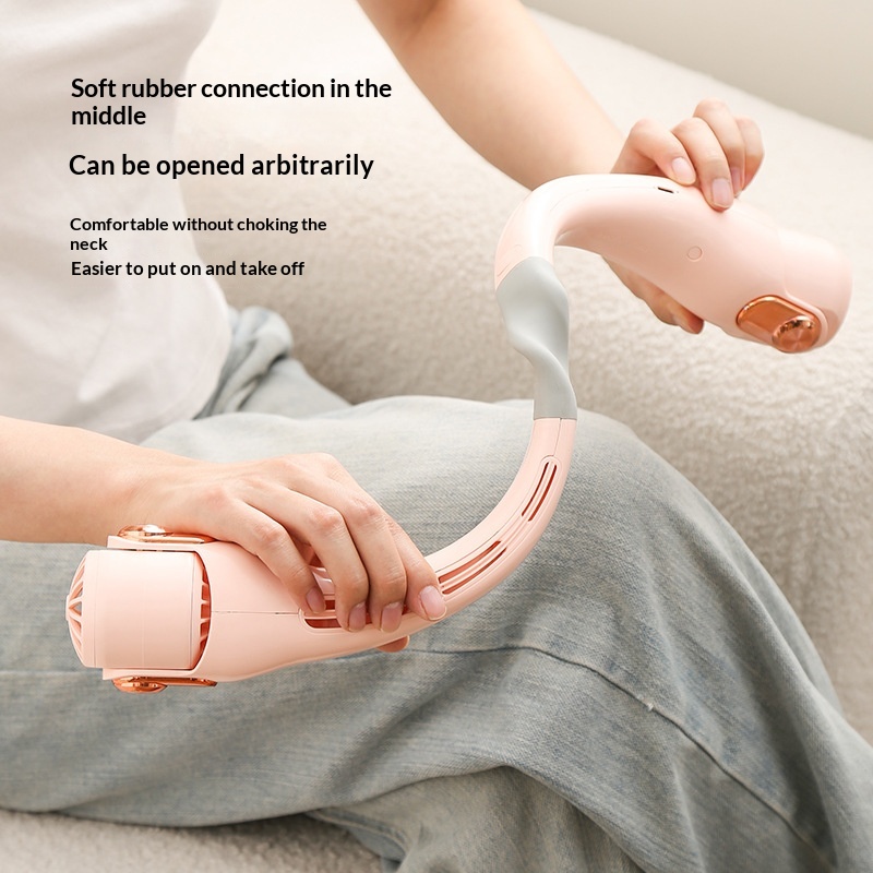 Portable USB Neck-hanging Mini Fan With Charging Function