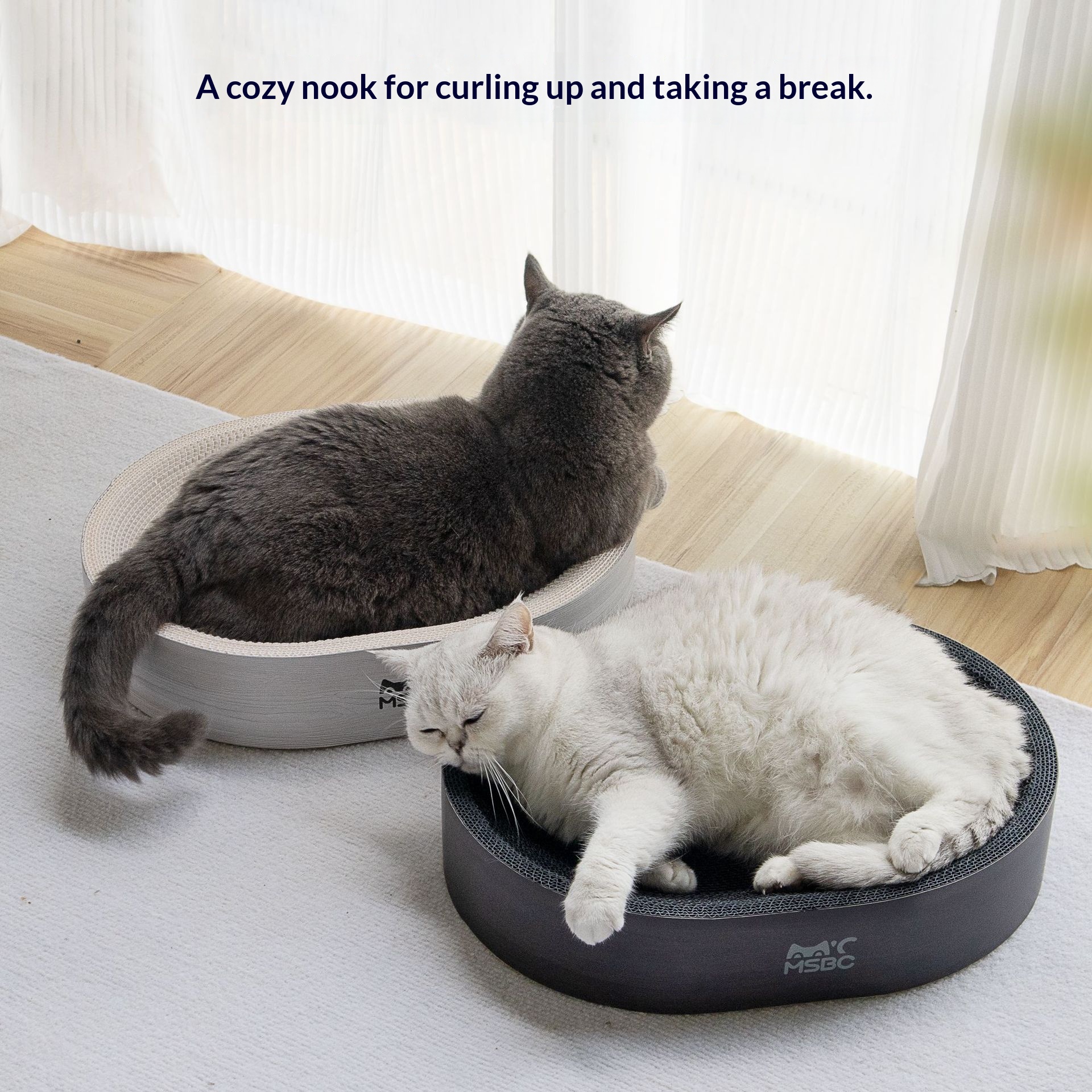 Household White Corrugated Cardboard Cat Bed thumbnail 4