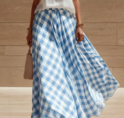 Versatile Retro Plaid Beach Skirt