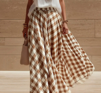 Versatile Retro Plaid Beach Skirt