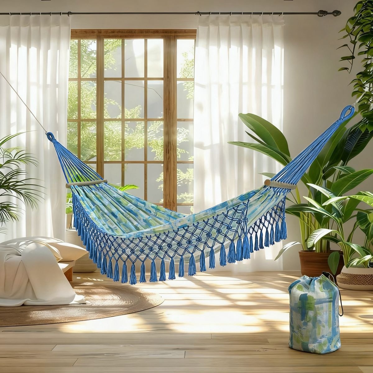 Outdoor Fringed Canvas Hammock