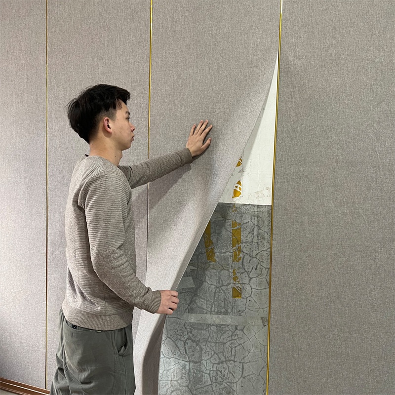 Flax Self-adhesive Wallcovering, Collision-proof Wallpaper — foto 10