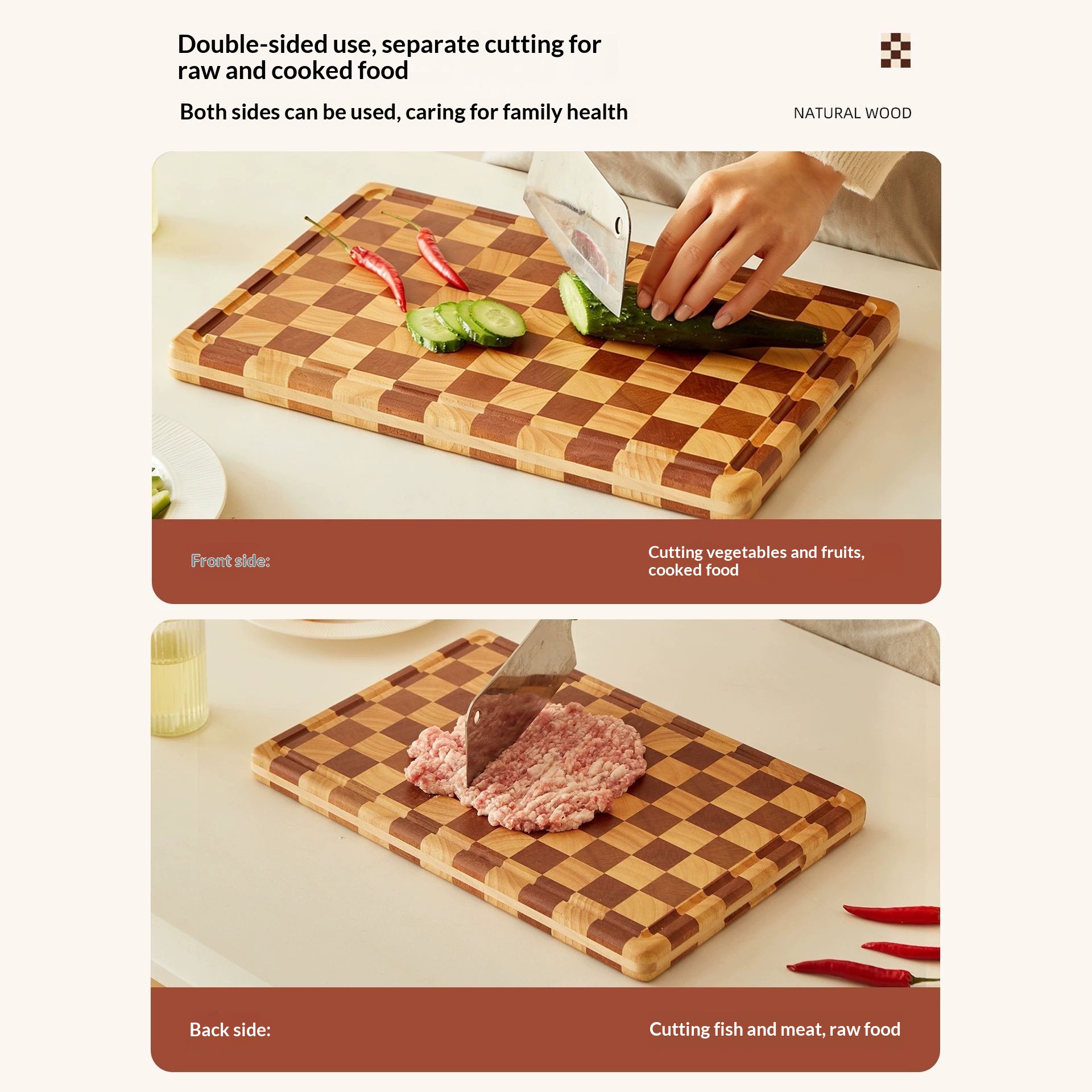 Checkered Cutting Board Household Chopping Board Prep Board Tray