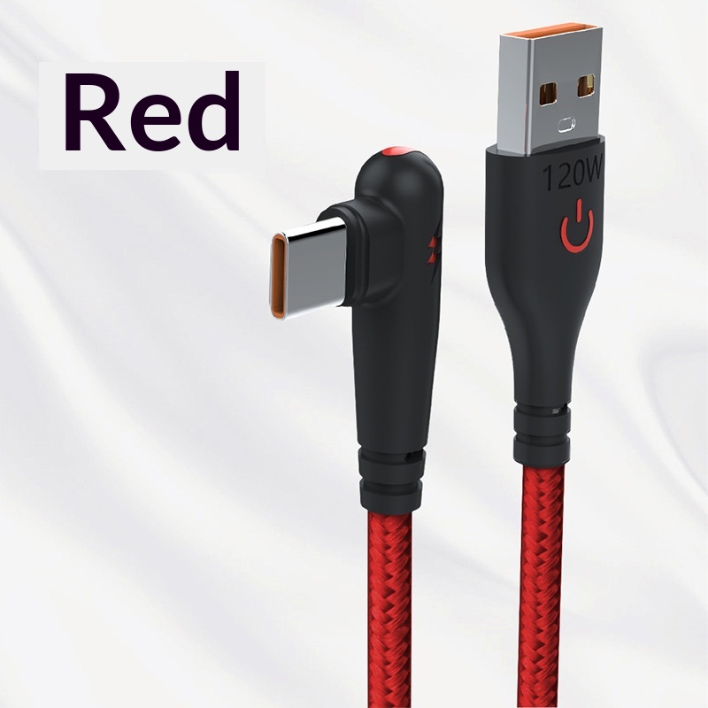 Type-C Right-angle Braided 120W Fast-charging Data Cable