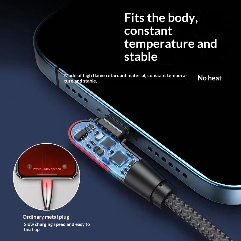 Type-C Right-angle Braided 120W Fast-charging Data Cable