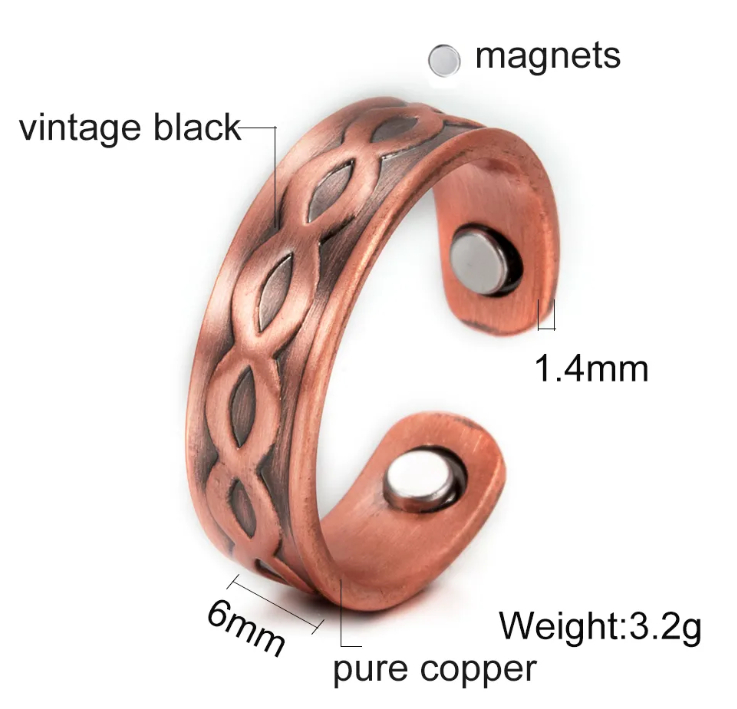 Pure Red Copper Ring Colorfast Adjustable Opening