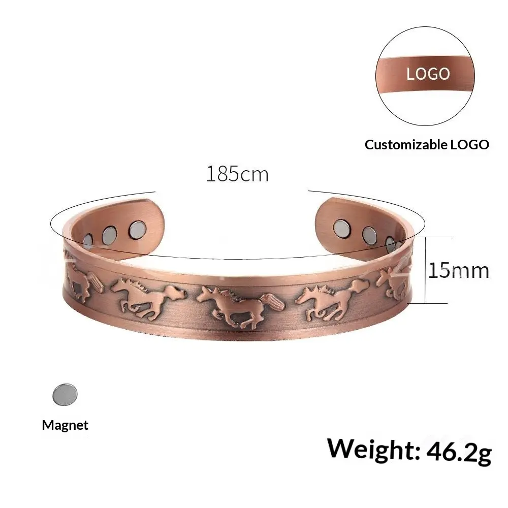 Small Horse Pure Copper Magnet Bracelet And Ring