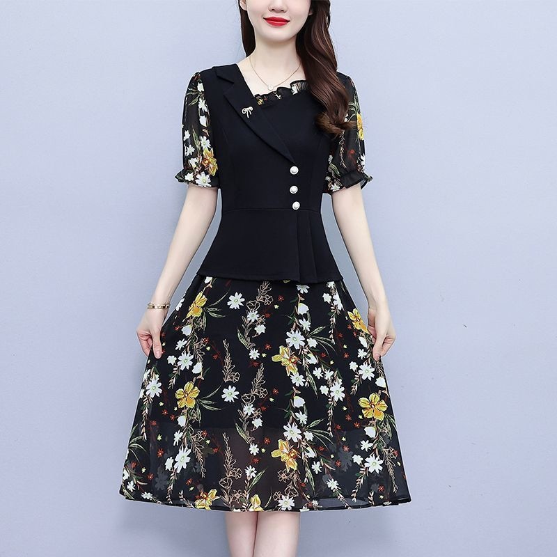 Fashionable Floral Printed Silk Dress For Women
