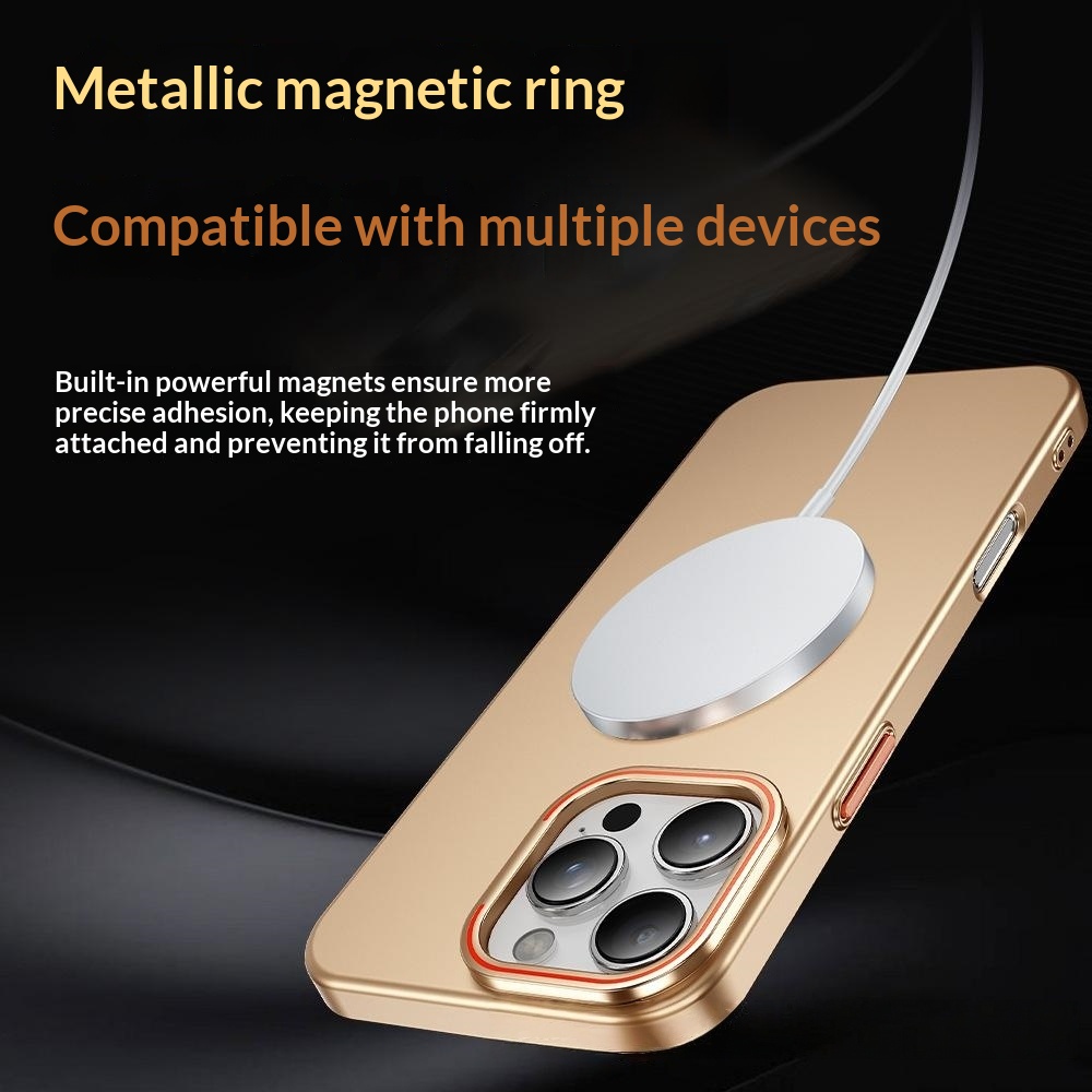 Magnetic Phone Case With A Gold-finish Thin Ring Compatible With The 17 Pro Max 6