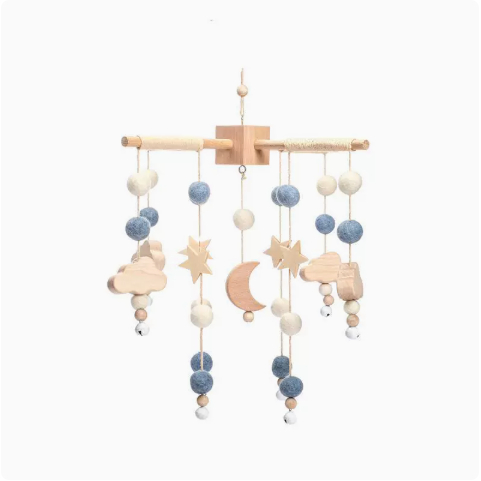 Wooden Puzzle Soothing Baby Toy Children's Room Bed Bell