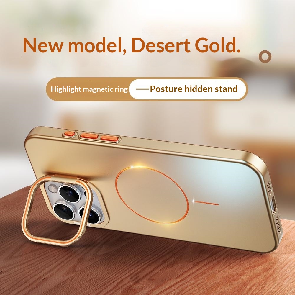 Magnetic Phone Case With A Gold-finish Thin Ring Compatible With The 17 Pro Max 7