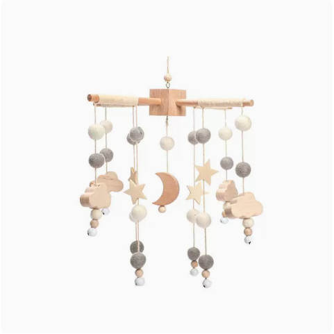 Wooden Puzzle Soothing Baby Toy Children's Room Bed Bell