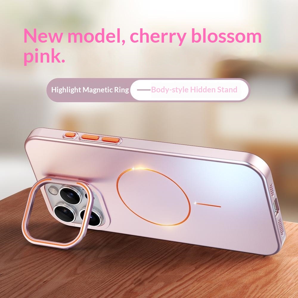 Magnetic Phone Case With A Gold-finish Thin Ring Compatible With The 17 Pro Max 8