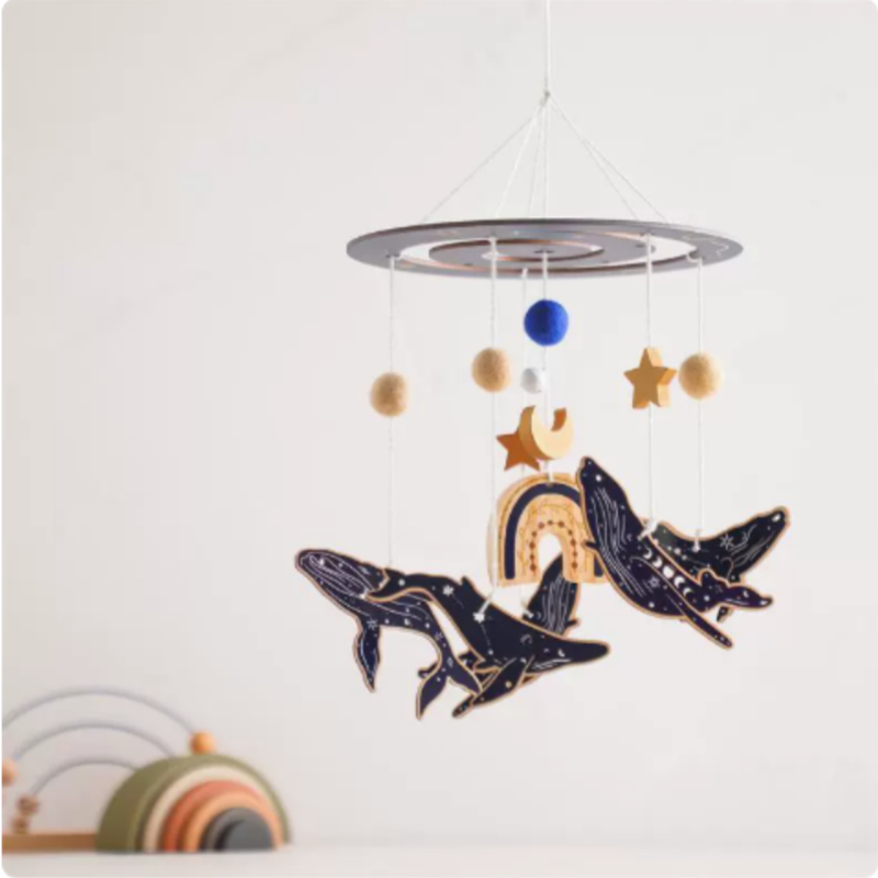 Baby Marine Animal Grasps Toy Whale Cognitive Bed Bell Bed Pendant
