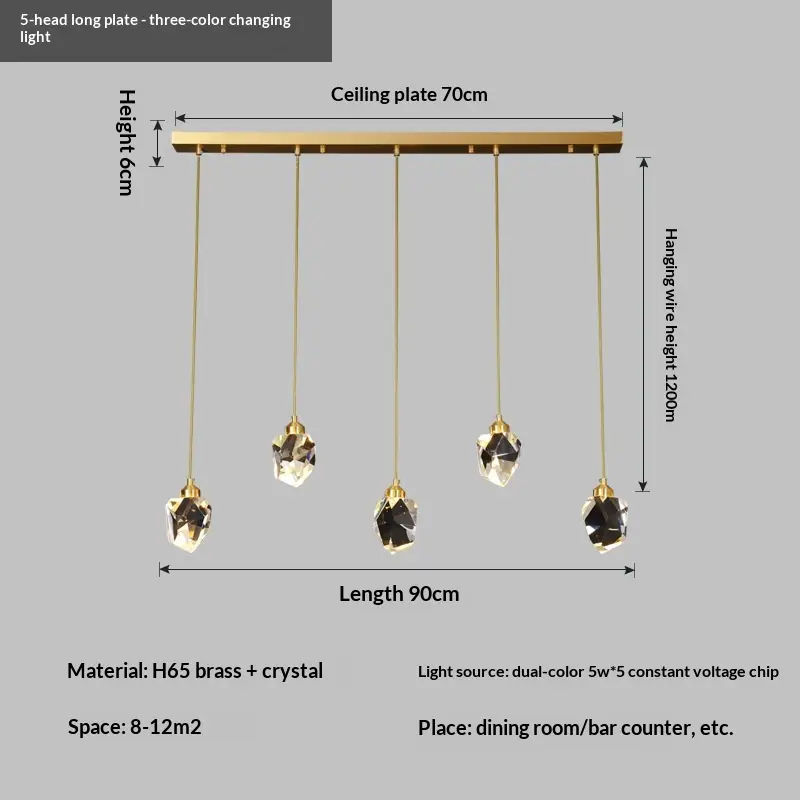Light-luxury Crystal Bedside Lamp For The Bedroom Minimalist All-copper Dining Room Chandelier