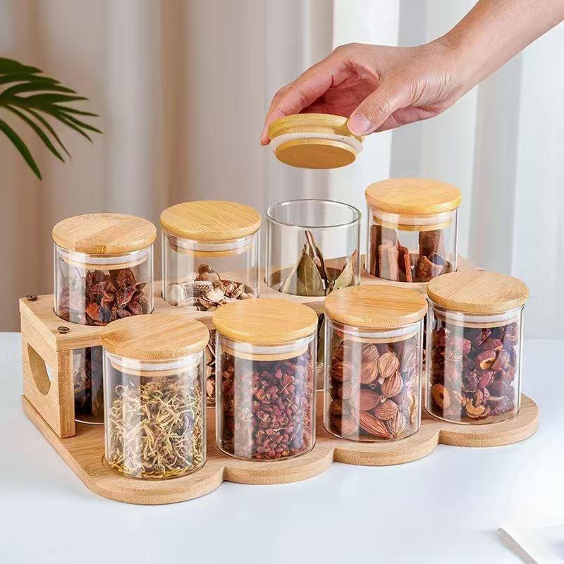 High-Borosilicate Glass Seasoning Jar Set With Bamboo Lid And Spoon 0ec2ecb7 76df 4a82 Be28 B4b476585f72 Water Trans
