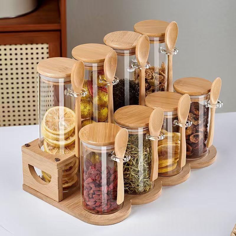 High-Borosilicate Glass Seasoning Jar Set With Bamboo Lid And Spoon 70d74b1e B4f5 4595 9a8f F86aae2342fc Water Trans