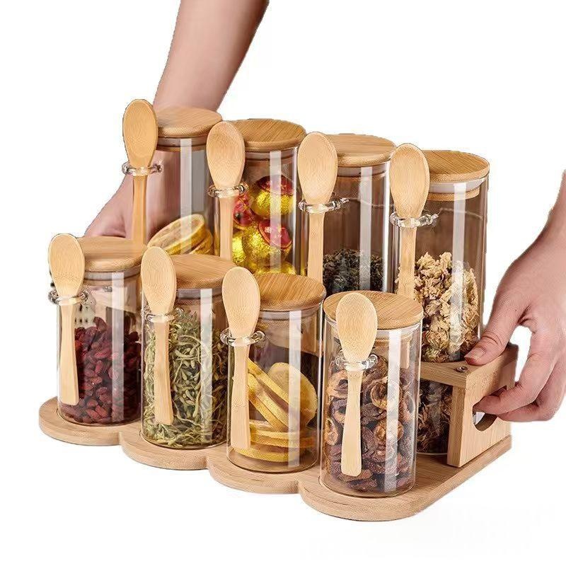 High-Borosilicate Glass Seasoning Jar Set With Bamboo Lid And Spoon A5a5aaa0 A658 4987 861e 9aab3739c21d Water Trans