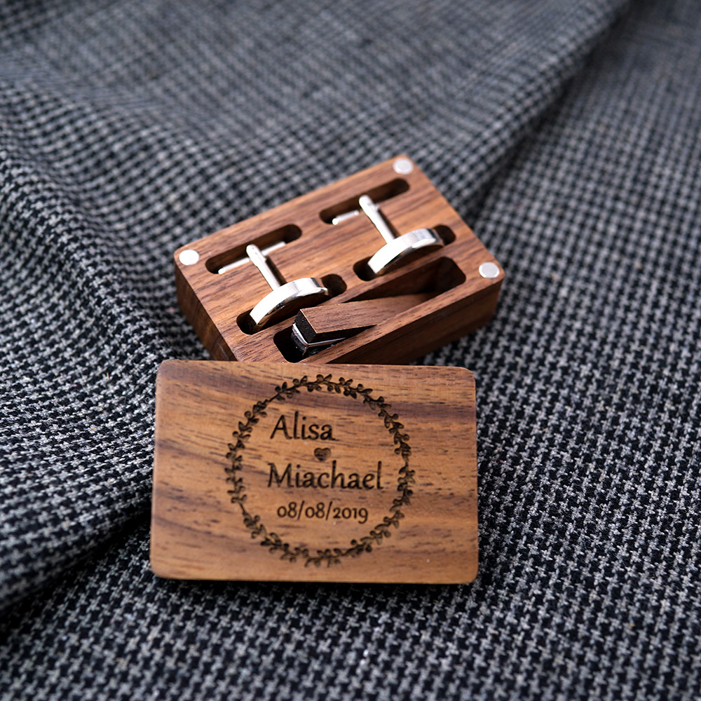 Cufflink Set Wooden Box Engraving And Printing 2