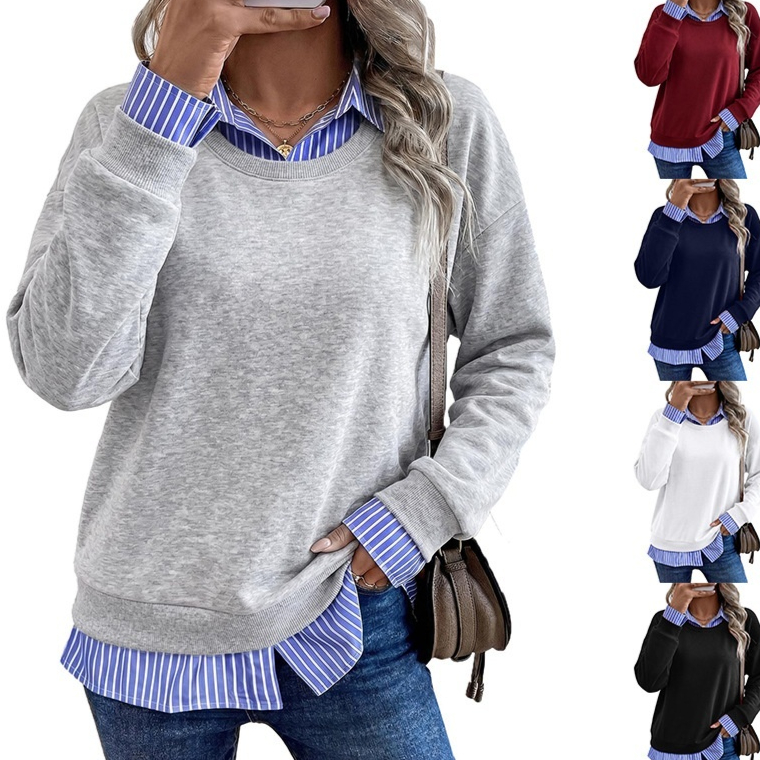 Stylish Casual Lapel Mock Two-piece Hoodie
