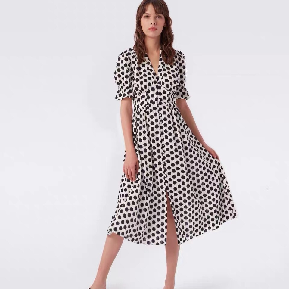 Retro-style Polka-dot Dress For Women