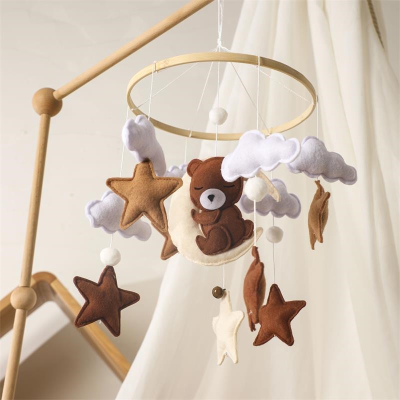 Decoration Wind Chimes Crib Felt Forest Animal Cloud Moon Bed Bell