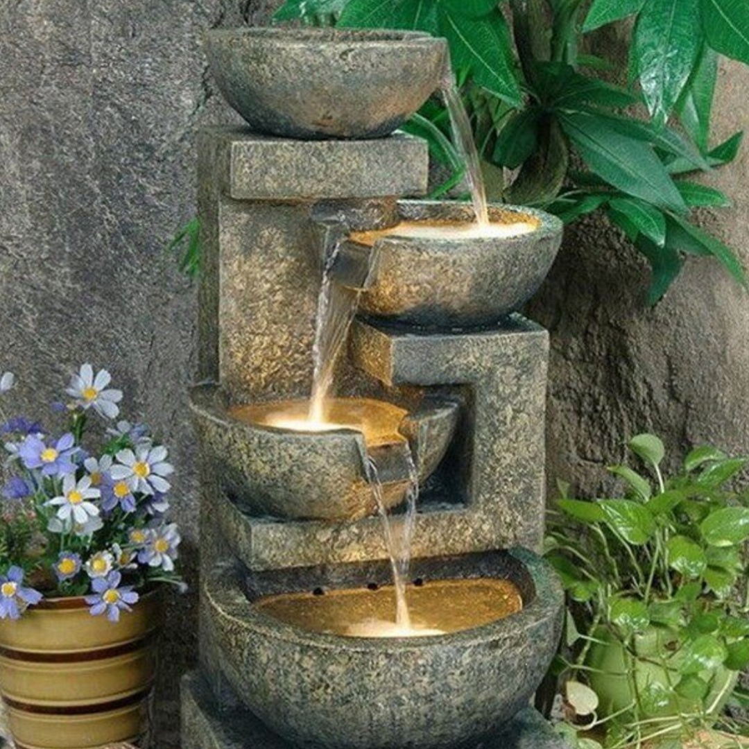 Retro Cascading Stone Mill Fountain Craftwork