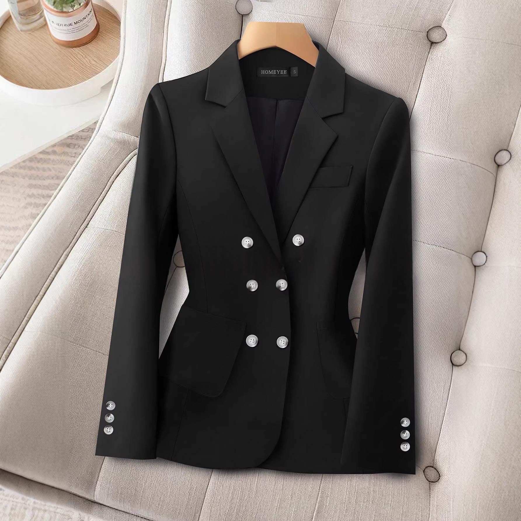 Multi-button Black Slim-fit Straight-shoulder Suit — photo 1