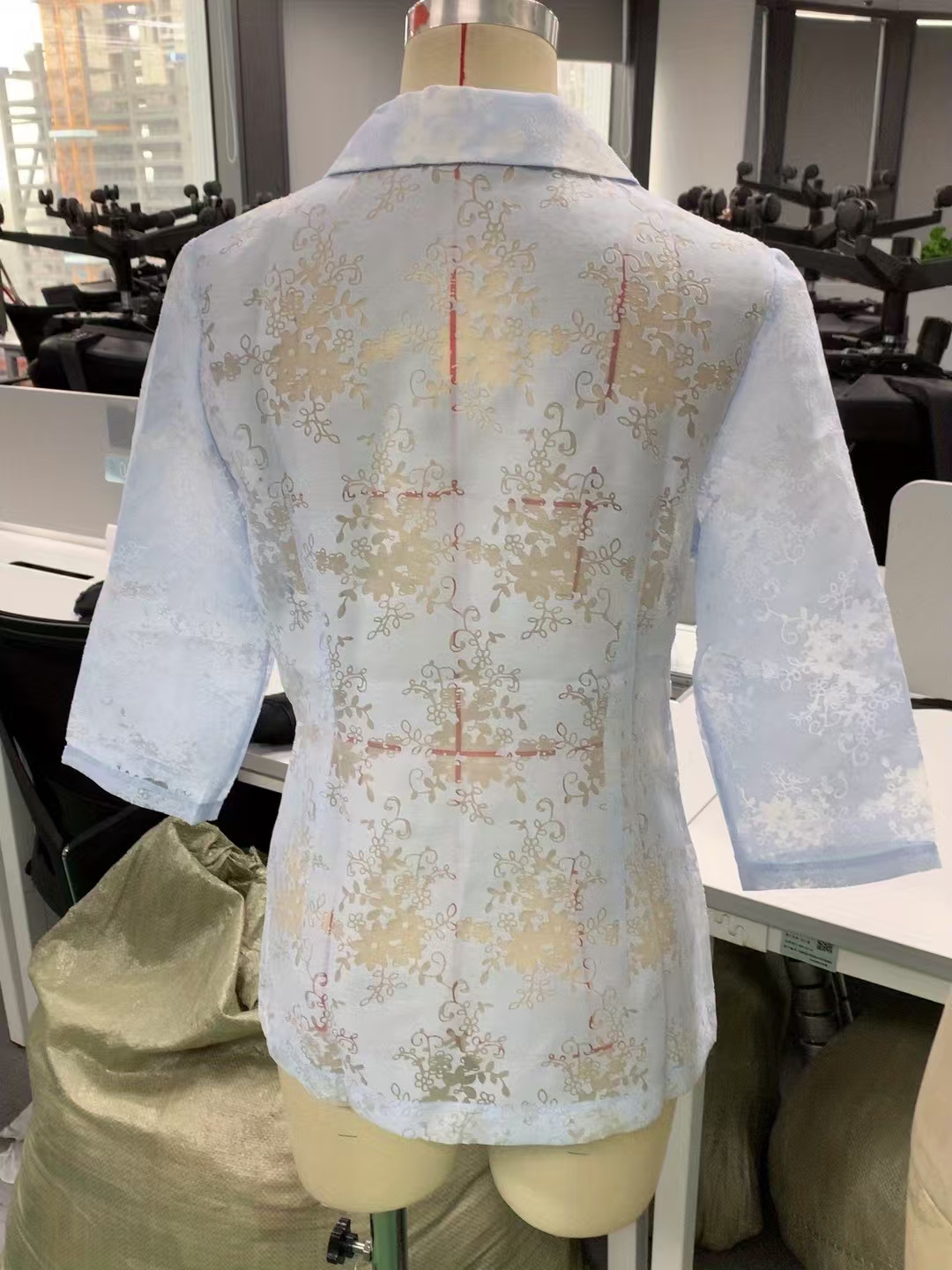 Jacquard Cropped-sleeve Blazer For Women 3