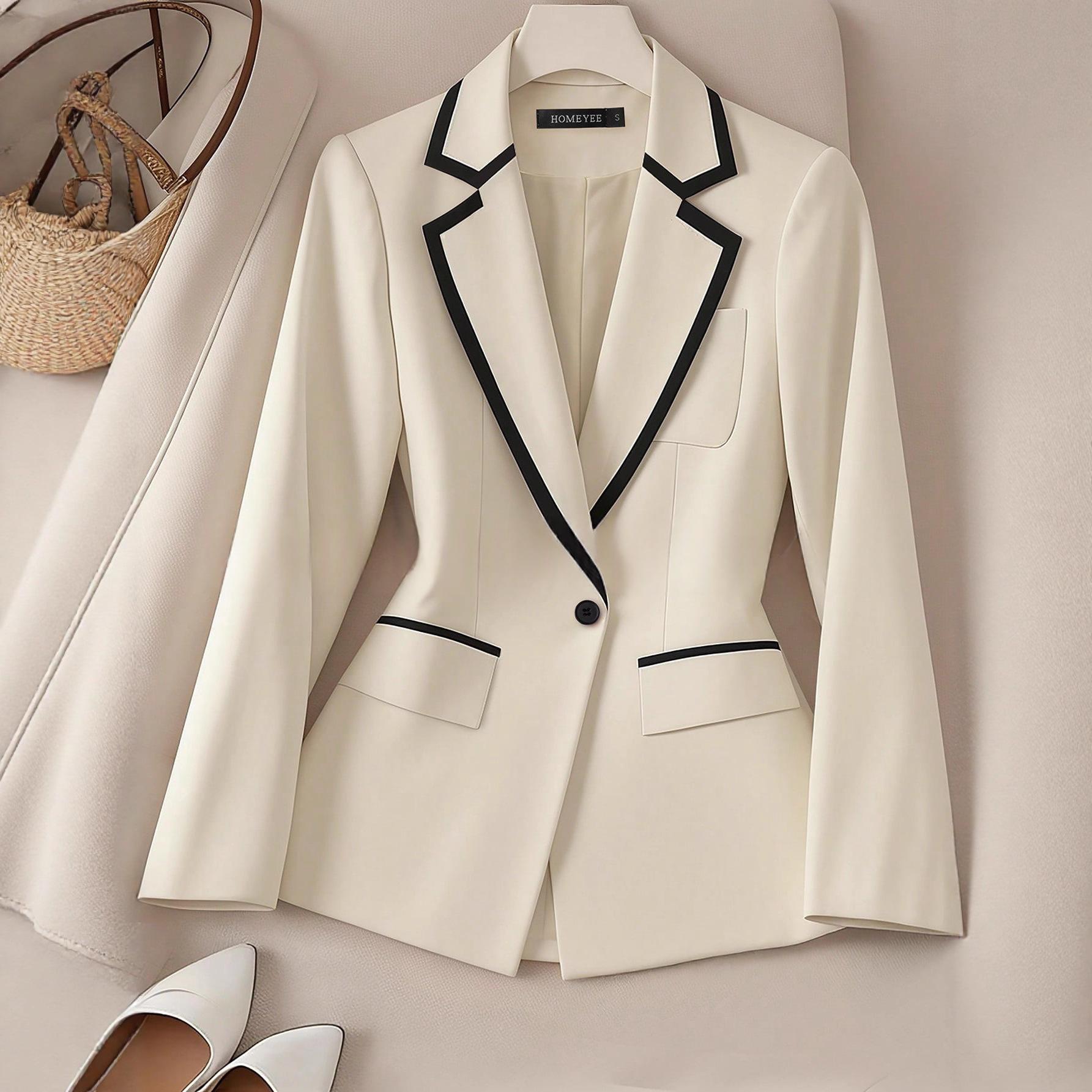 Womens Coat With Contrasting Colors And A Lapel Suit Style