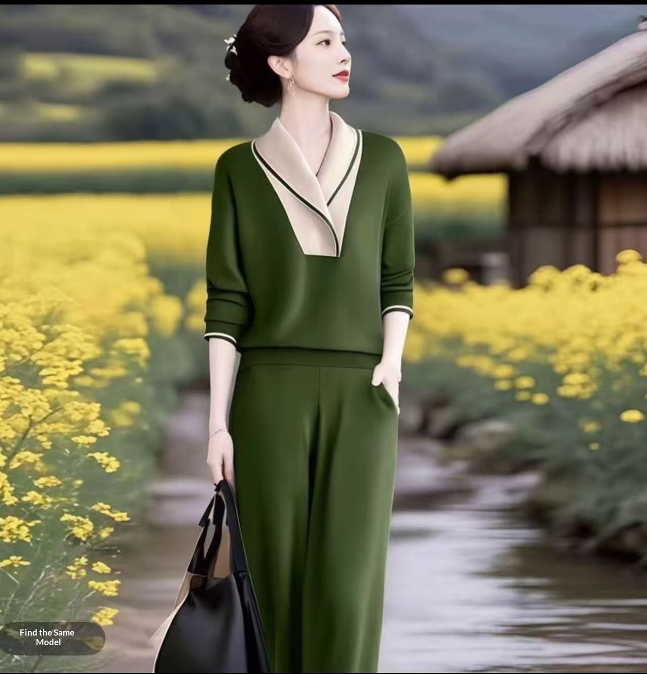 High-waisted Western-style Elegant Straight-leg Casual Pants Two-piece Set