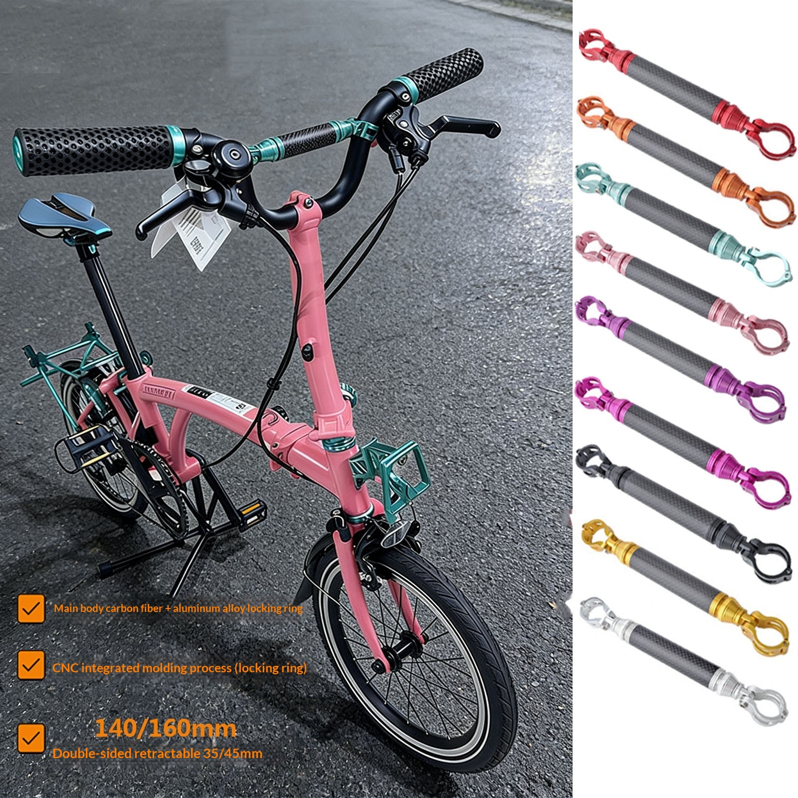 Telescoping Carbon-fiber M-handle For Bicycles
