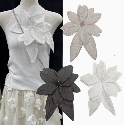 French-style Chic Three-dimensional Black-and-white Organza Large Flower
