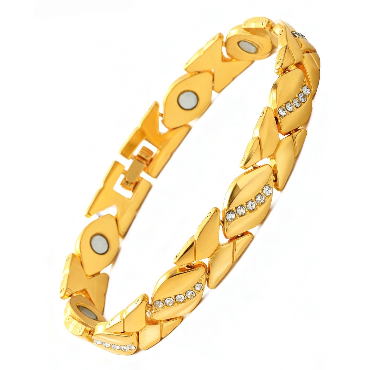 Womens Alloy Rhinestone Magnet Bracelet
