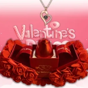 Valentines Day Gift Soap Rose Box Crystal Pendant Necklace