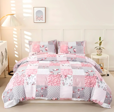 Floral Patchwork Quilt Set, 3-Piece, picture 2 of 4